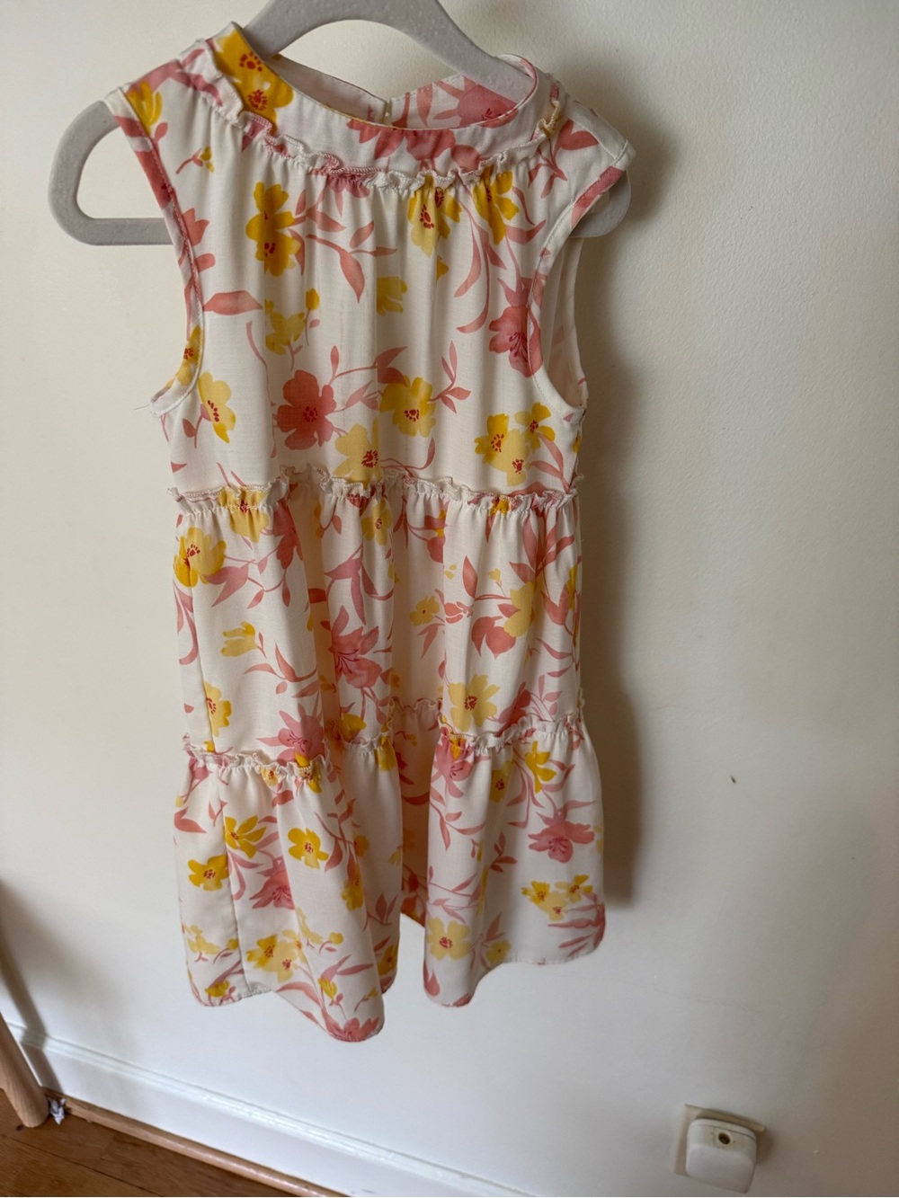 GB Girls White Floral Tiered Sundress with Pink and Yellow Flowers